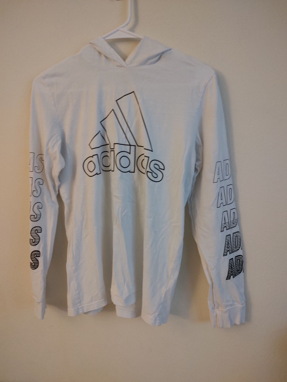 adidas Boys Graphic Logo Sleeve Pullover Hoodie Men's Graphic Hoodie Size Large